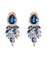 Lali Jewels London Blue Topaz (3-3/4 ct. t.w.), Sky Blue Topaz (1-5/8 ct. t.w.) & Diamond (1/4 ct. t.w.) Statement Earrings in 14k Rose Gold