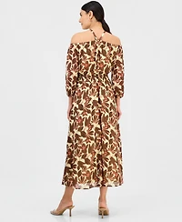 I.n.c. International Concepts Petite Printed Halter Smock-Waist Maxi Dress, Macy's Exclusive