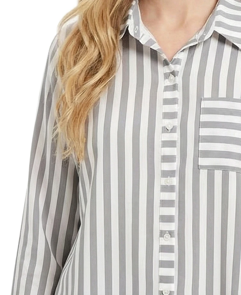 Ny Collection Women's Long-Sleeve Blouse with Chest Pocket