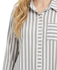 Ny Collection Women's Long-Sleeve Blouse with Chest Pocket