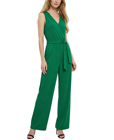 Ny Collection Women's Sleeveless Belted Jumpsuit