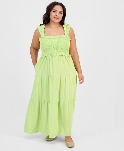 Full Circle Trends Plus Size Smocked Bodice Sleeveless Maxi Dress