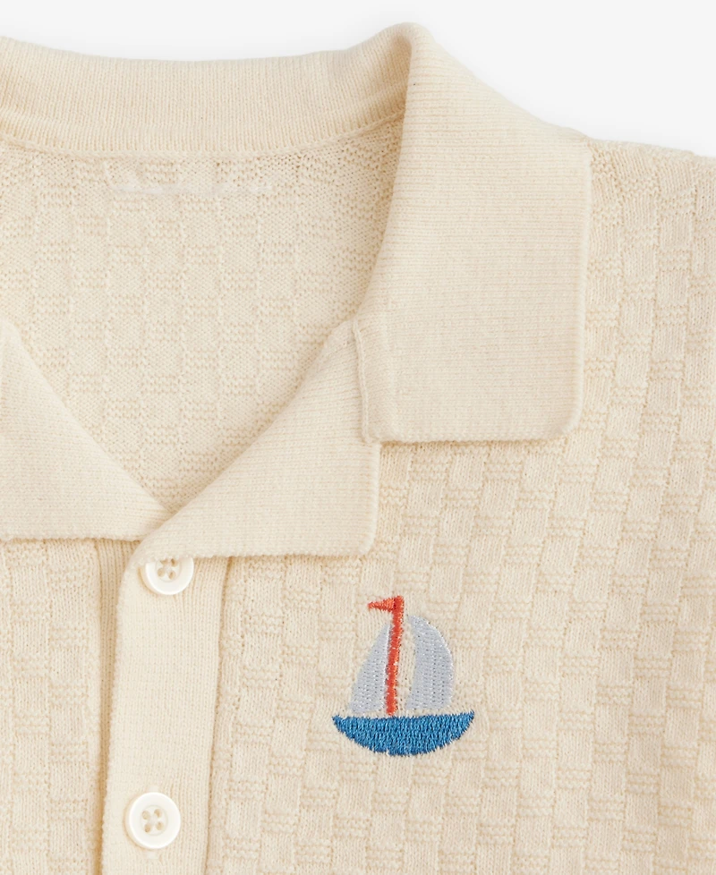 First Impressions Baby Boys' 3M-24M Cotton Sailboat Crochet Shirt & Shorts, 2-Piece Set, Macy's Exclusive