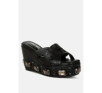 Blistronic Chunky Diamante & Rhinestone Cut-Out Sandals