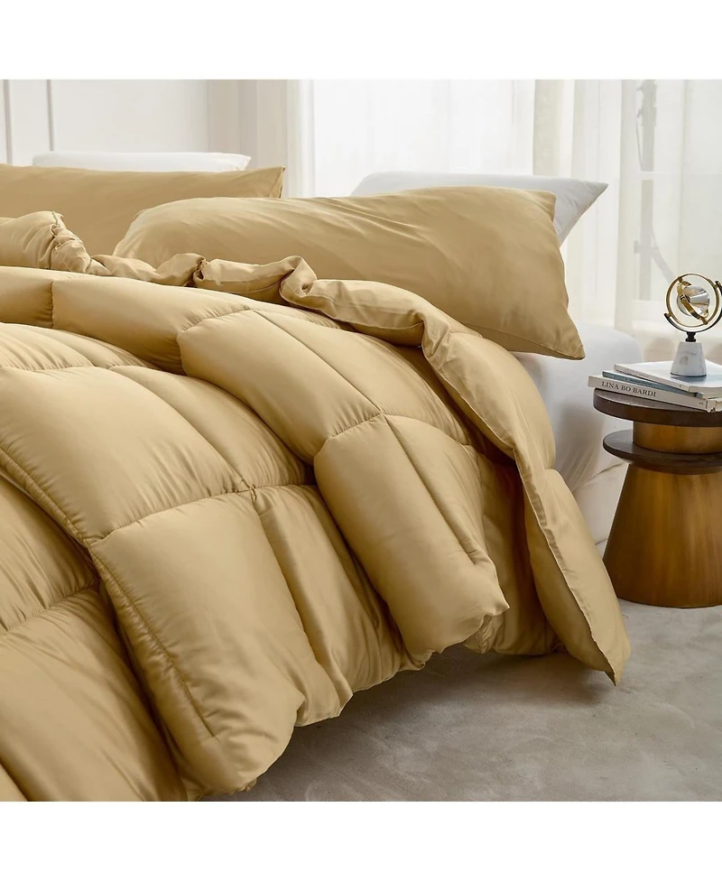 Snorze Cloud Comforter Set - Coma Inducer Ultra Cozy Bamboo - Oversized Comforter in New Wheat,Kg