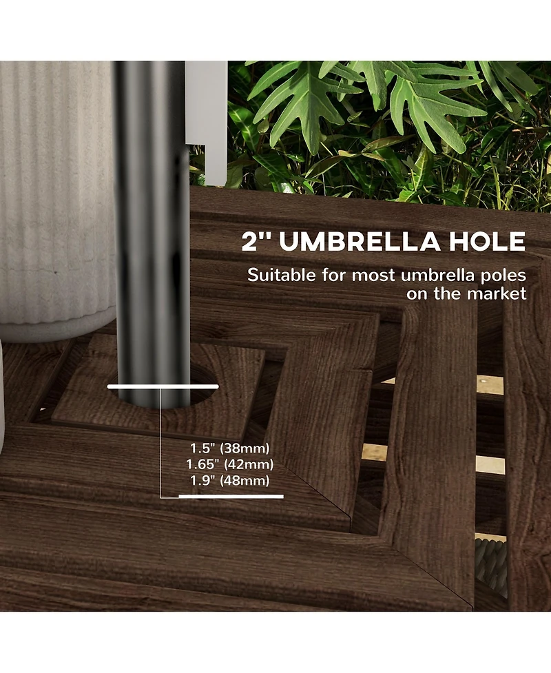 Outsunny Outdoor Storage Box for Umbrella Base, Wooden End Table