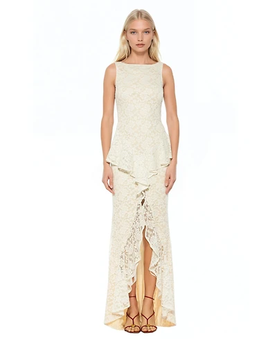 Alexia Admor Women's Perrin Boatneck Ruffle Gown