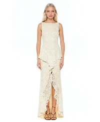 Alexia Admor Women's Perrin Boatneck Ruffle Gown