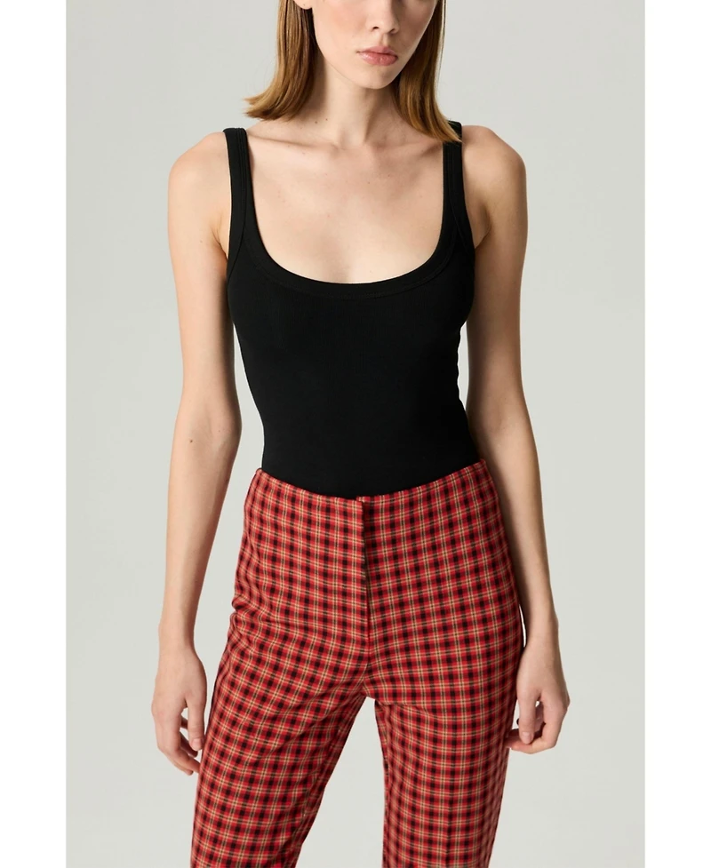 Nocturne Women's Plaid Slit-Hem Pants