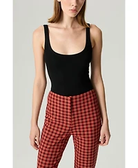 Nocturne Women's Plaid Slit-Hem Pants