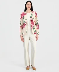 Tahari Asl Petite Printed Lapel Collar One-Button Jacket