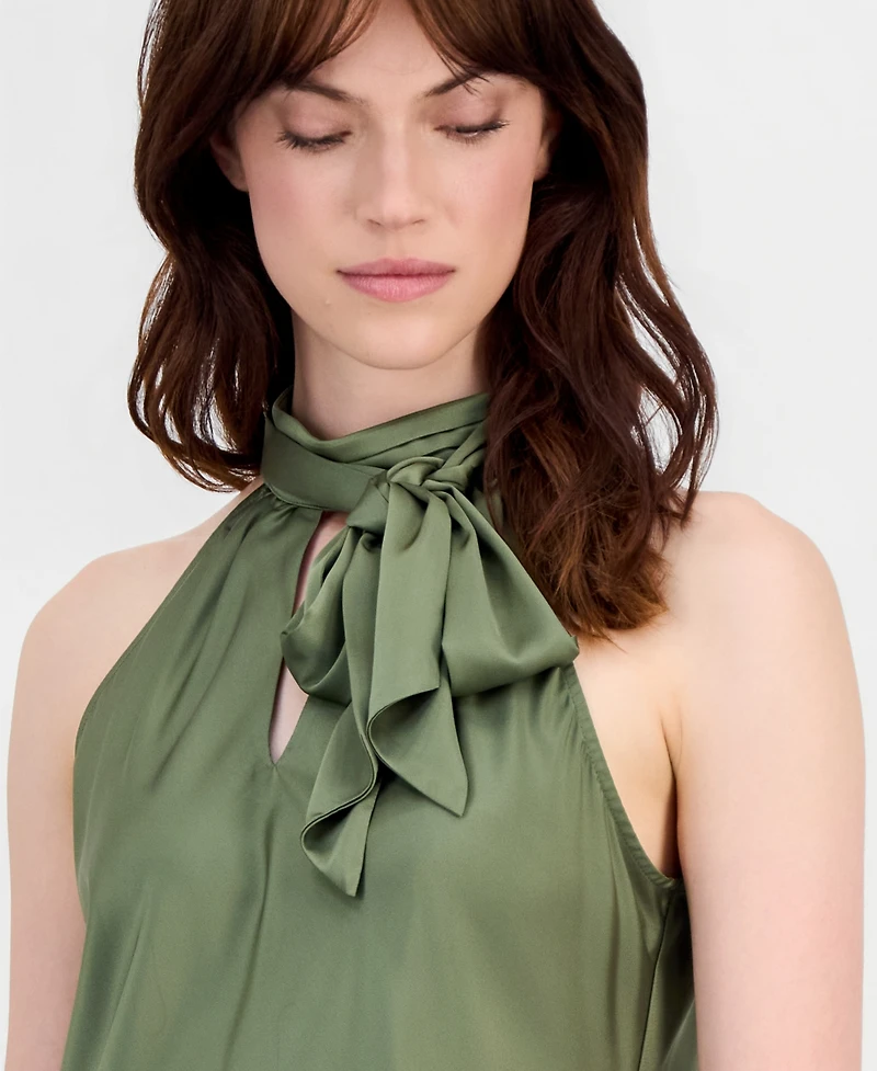Tahari Asl Petite Bow-Neck Top