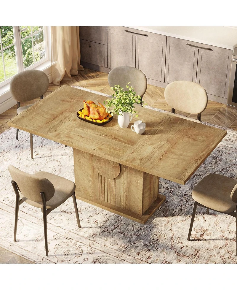 Tribesigns Rectangular Dining Table for 4 to 6 People, Wood Dinner Kitchen