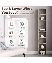 Rainsken 8-Tier Tall Narrow Bookshelf