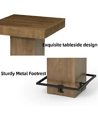 Tribesigns 37.4" H Square Bar Table, Wooden Bistro Pub Table with Metal Footrest