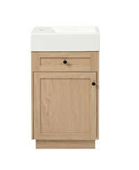 Sillysis 18.5" Rustic Bathroom Vanity with Resin Sink, Soft Close Door & Adjustable Shelf for Small Spaces