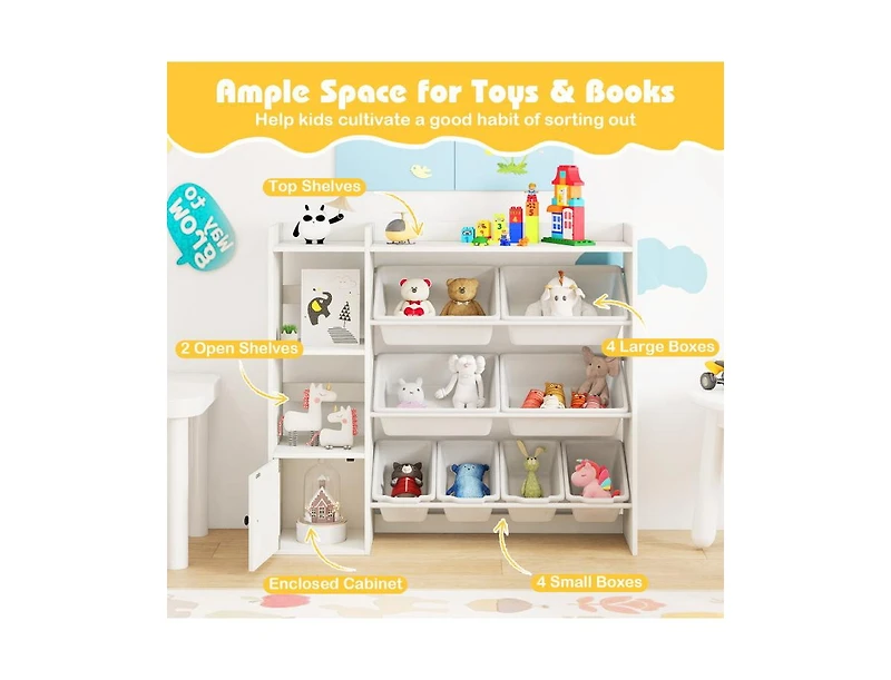 Slickblue Children s Toy Organizer with Bookshelf and Cabinet Door