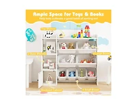 Slickblue Children s Toy Organizer with Bookshelf and Cabinet Door