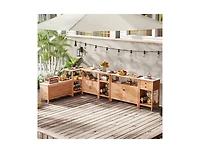 Slickblue Acacia Wood Outdoor Potting Bench with Storage & Louvered Doors