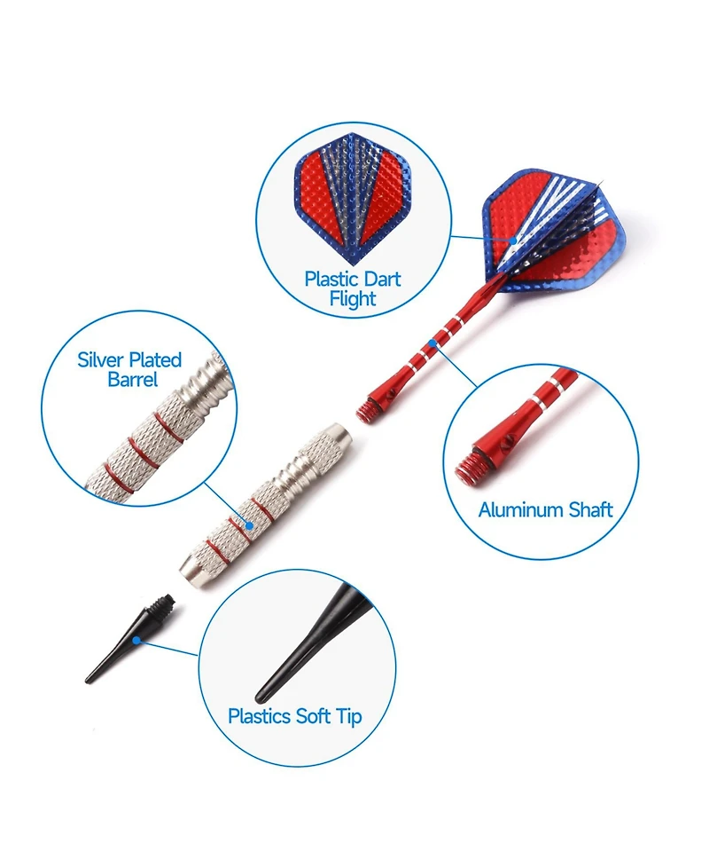 Gse Games & Sports Expert 18 Grams Chrome Soft Tip Darts(6-Pack) - Professional