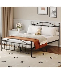 gaomon Size Metal Platform Bed Frame with Victorian Style Wrought Iron-Art Headboard and Footboard,Mattress Foundation,Under Bed Storage,Noise Free