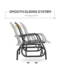 Clihome 2-Person Outdoor Glider Bench, Patio Double Swing Rocking Chair Loveseat w/ Powder Coated Steel Frame