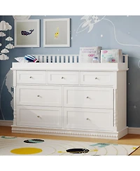 Homsee Changing Table with 7-Drawers, Guardrail Top, Anti-Tip Safety Feature