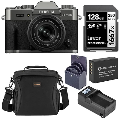 Fujifilm X-T30 Iii Mirrorless Camera with Xc 13-33mm f/3.5-6.3 Ois Lens, Bundle with 49mm Filter Kit, Extra Battery, Smart Charger