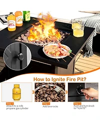 Gymax Set of 7 Patio Furniture w/ 28'' 50000 Btu Propane Gas Fire Pit Table Cushions