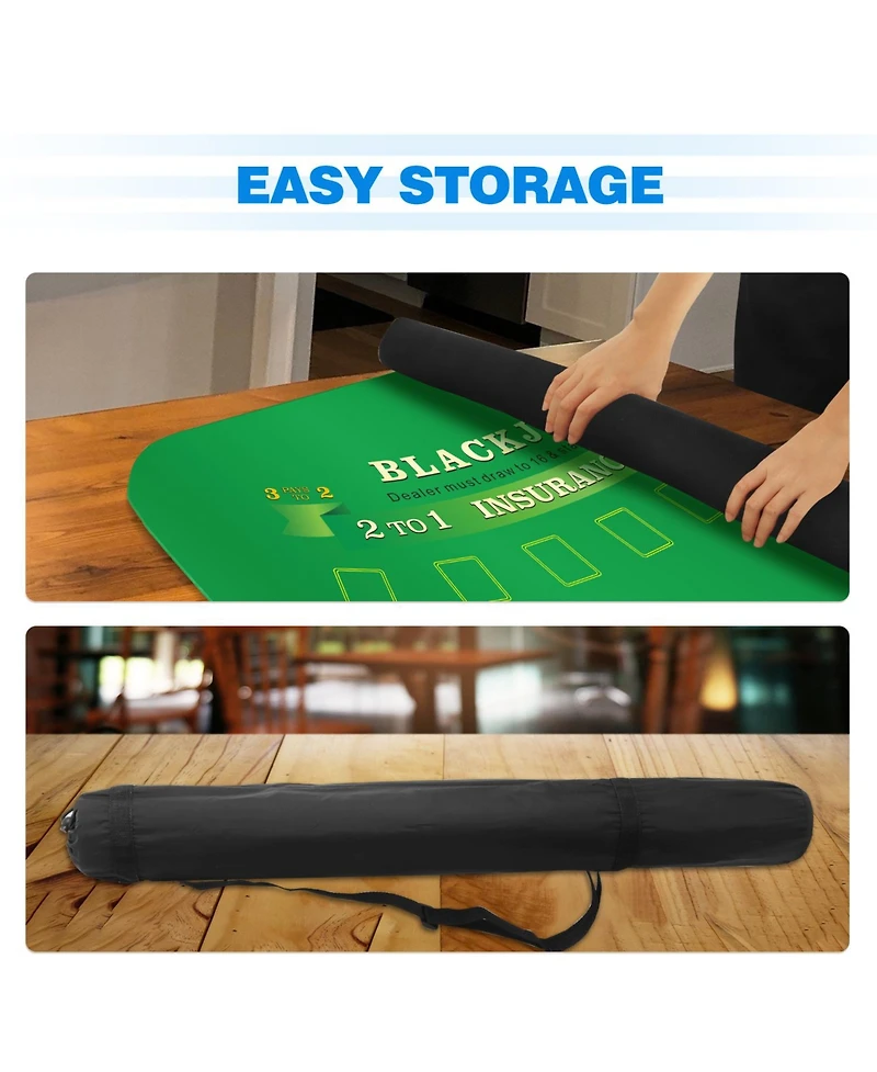 Gse Games & Sports Expert 70" x 35" Casino Blackjack Tabletop Layout Mat with Carrying Bag