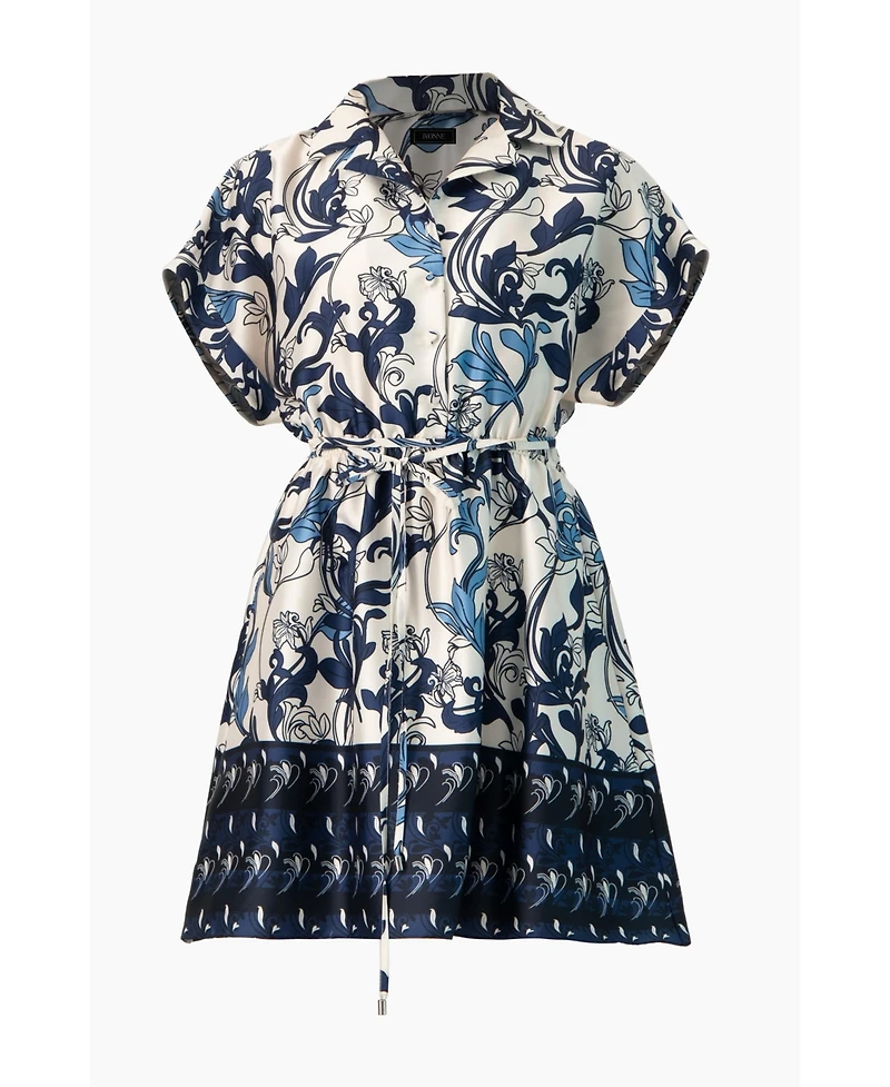 Ivonne Women's Short Printed Dress with Dropped Sleeves
