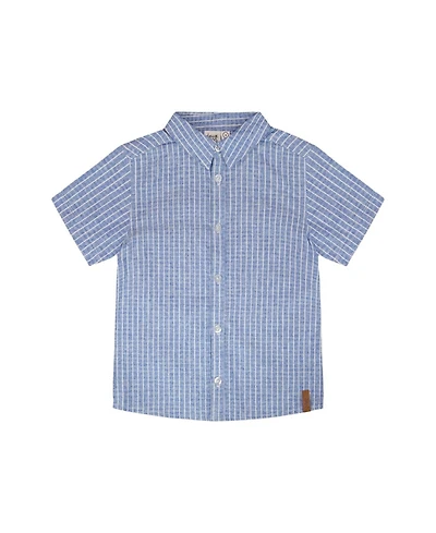 Deux par Toddler Boys Printed Chambray Short-Sleeve Shirt Blue Denim Stripes