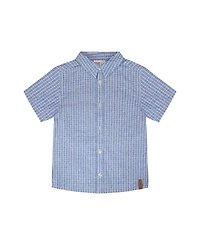 Deux par Toddler Boys Printed Chambray Short-Sleeve Shirt Blue Denim Stripes