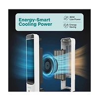 SereneLife Portable Evaporative Air Cooler Tower Fan Detachable Water Tank, 60° Oscillation, 3 Modes, 4 Ice Packs & Remote Control, White