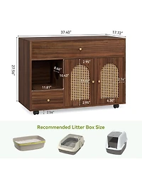 Tribesigns Cat Litter Box Enclosure - Stylish Cabinet on Wheels with Drawers for Easy Movement and Storage