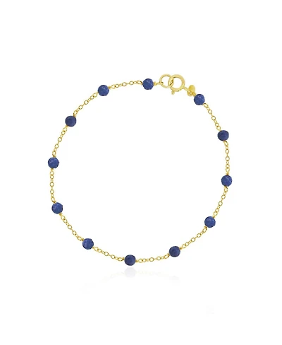 The Lovery Blue Sapphire Bead Chain Bracelet 14K Gold