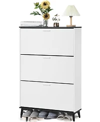 gaomon 47 inch Farmhouse Shoe Cabinet with 3 Flip Drawers