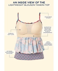 Swimsuits for All Women's Lightweight Scoop Neck Blouson Tankini Top