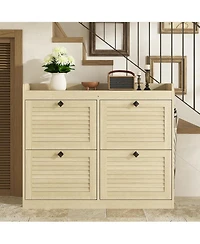 gaomon Large Shoe Storage Cabinet with 4 Flip Drawers Slim Shoe Organizer with Wooden Legs Freestanding Hidden Shoe Rack