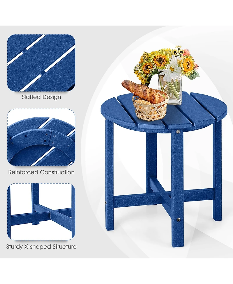 Gymax 2Pcs Patio Adirondack Side Table Weather Resistant Hdpe Garden