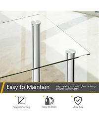 Gymax 5 Piece Table Chair Dining Set Glass Metal Kitchen Furniture