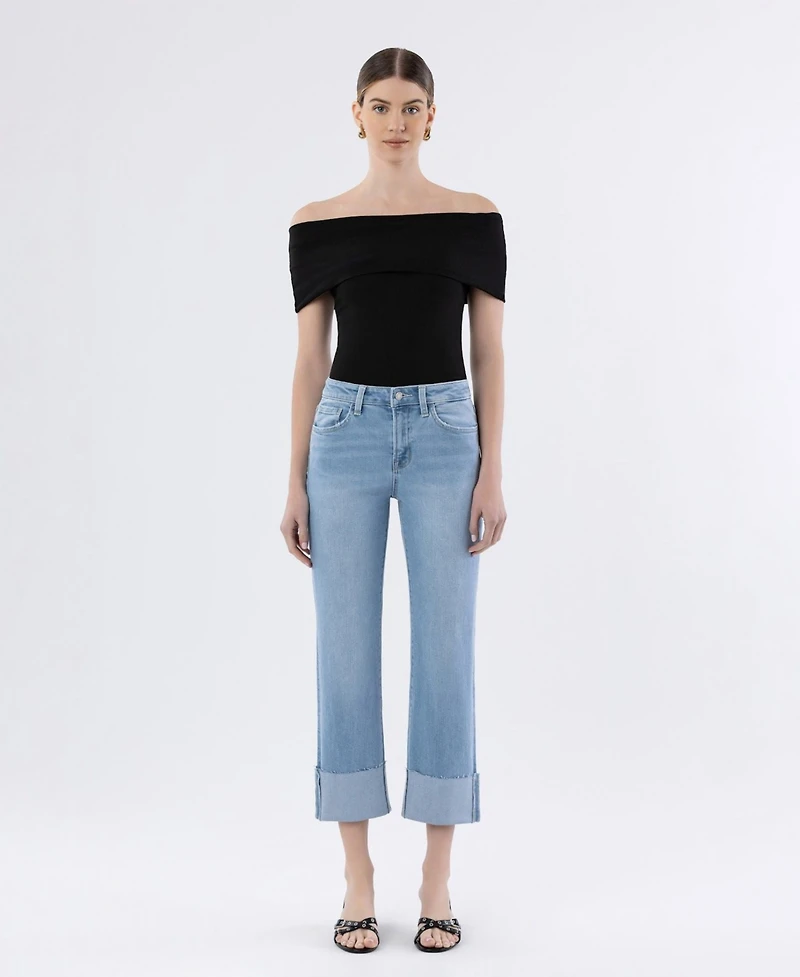 Vervet Women's High Rise Cuffed Straight Jeans