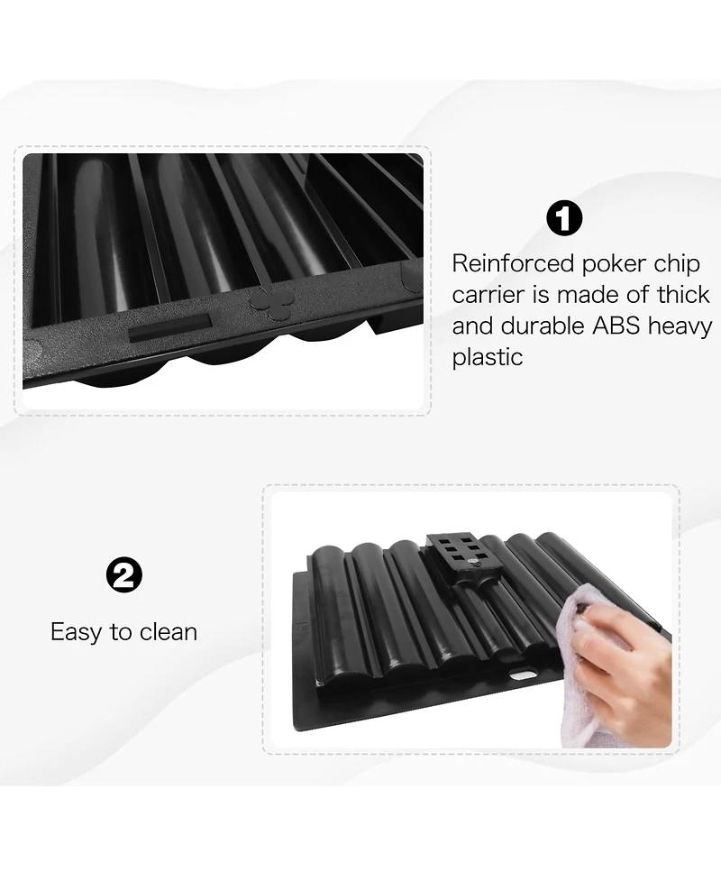 Gse Games & Sports Expert Las Vegas Style Dealer Table Chips Tray Rack for Poker (10 Rows, Holds 500 Chips)