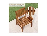 Slickblue Set of 2 Outdoor Solid Wood Patio Chairs with Slatted Seat