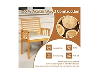 Slickblue 2-Piece Patio Dining Chair Set in Acacia Wood with Armrests