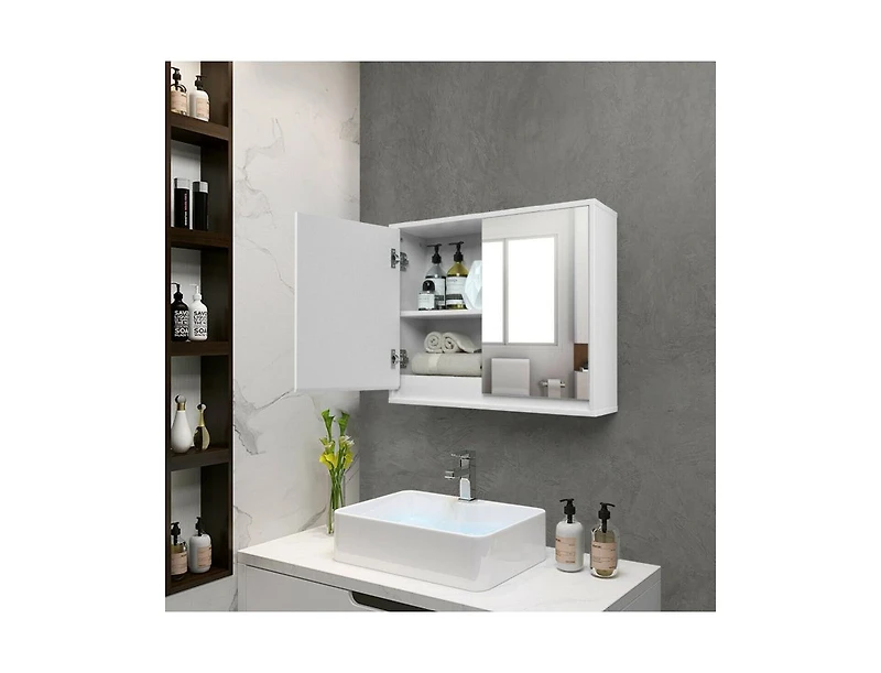 Slickblue Bathroom Mirrored Medicine Cabinet, 2-Door Wall Mount