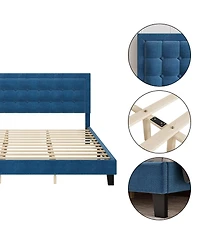 gaomon Full Square Metal Platform Bed- Wood Slats Support Easy Assembly No Box Spring Needed