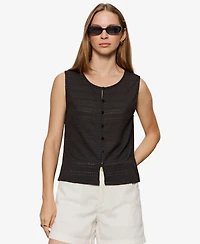 Sanctuary Women's Crewneck Button-Front Textured Top