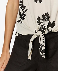 Sanctuary Women's Printed V-Neck Sleeveless Tie-Hem Tank Top