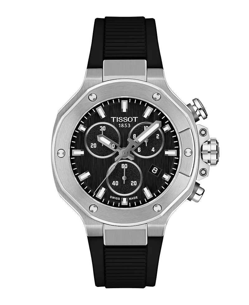 Tissot Unisex Black Dial Rubber Strap Watch, 38mm